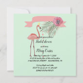 Zarter Blumenkranz, rosa Flamingos, Einladung (Vorderseite)