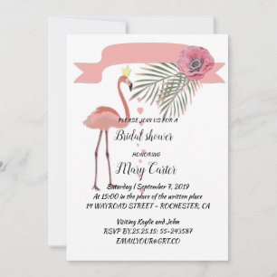 Zarter Blumenkranz, rosa Flamingos, Einladung