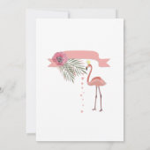 Zarter Blumenkranz, rosa Flamingos, Einladung (Rückseite)