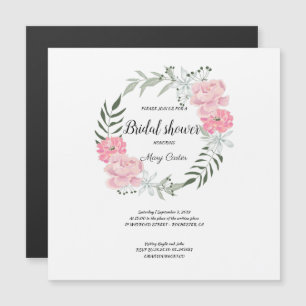 Zarter Blumenkranz, rosa Pfingstrosen Magneteinladung