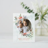 Zarter Blumenkranz Weihnachtskarte Feiertagspostkarte (Stehend Vorderseite)