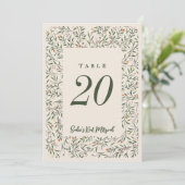 Zarter Blumenrahmen Tiny Blätter Tischnummer (Stehend Vorderseite)
