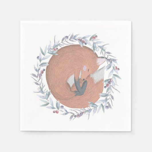 Zarter Botanischer Fuchs Serviette (Vorderseite)