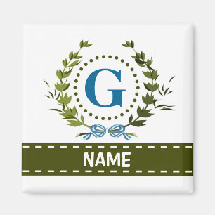 Zarter Efeukranz und Bandname mit Monogramm G Magnet