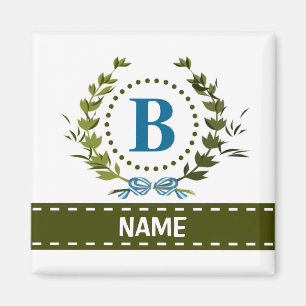Zarter Efeukranz und Bogenname mit Monogramm B Magnet