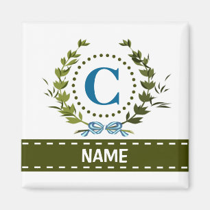 Zarter Efeukranz und Bogenname mit Monogramm C Magnet
