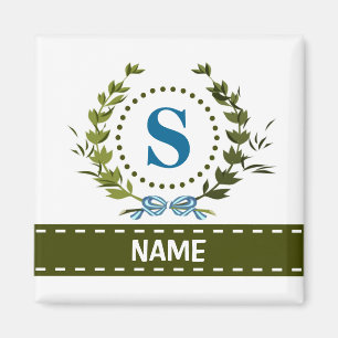 Zarter Efeukranz und Bogenname mit Monogramm S Magnet
