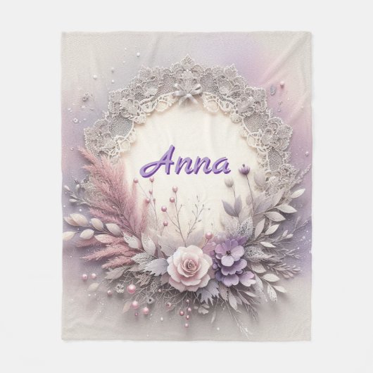 Zarter, floraler Rahmen mit Spitzendetails Fleecedecke (Vorderseite)