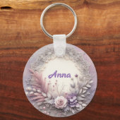 Zarter, floraler Rahmen mit Spitzendetails Schlüsselanhänger (Vorderseite)