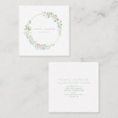 Zarter Frühlingsblumenkraut Rosa und Grün Quadratische Visitenkarte (Vorne/Hinten)