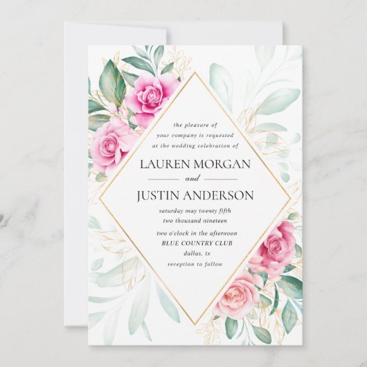 zarter Garten Blumen Elegante Hochzeitseinladung Einladung (Vorderseite)