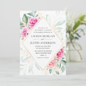 zarter Garten Blumen Elegante Hochzeitseinladung Einladung (Stehend Vorderseite)