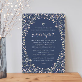 Zarter Rahmen | Blush & Navy Floral Bat Mitzvah Einladung