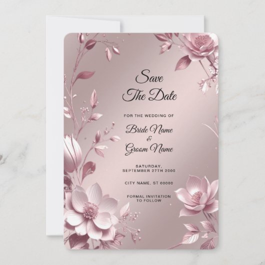 Zarter rosa Blumenrahmen Save-The-Date Save The Date (Vorderseite)