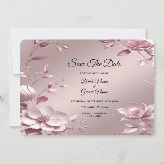 Zarter rosa Blumenrahmen Save-The-Date Save The Date (Vorderseite)