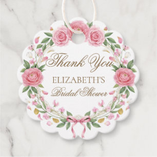 Zarter Rosé-Blumenkranz-Skript Danke Geschenkanhänger