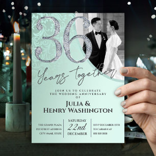 Zarter sanfter mintgrüner 36. Hochzeitstag   Einladung
