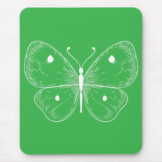 Zarter Schmetterlingsskizze Mousepad (Vorne)