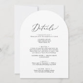 Zarter schwarzer Kalligraphiebogen in einer Hochze Einladung (Rückseite)