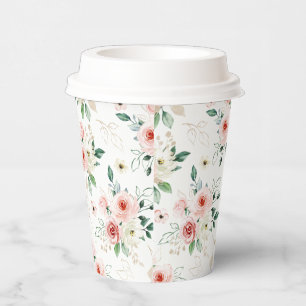 Zartes Aquarell-Rosa-Blumenmuster Pappbecher