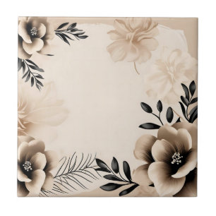 Zartes Beige mit Blumen im Hintergrund Fliese