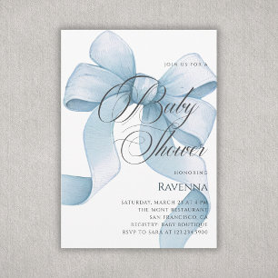 Zartes blaues Band einfaches Template Baby Shower Einladung