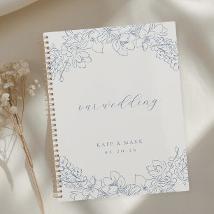 Zartes blaues Blumen-Hochzeitsplaner-Notizbuch Planer