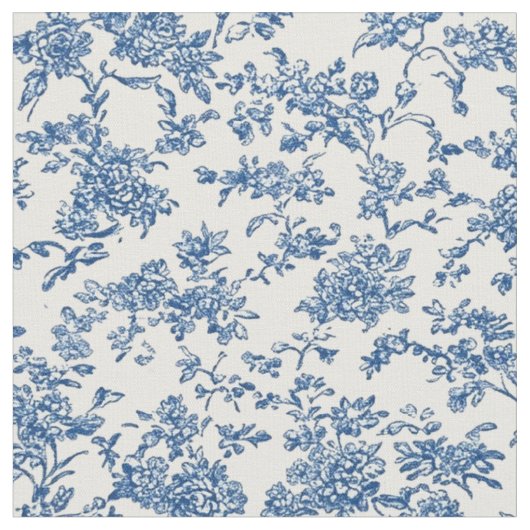 Zartes blaues Blumen-Toile-Muster Stoff (Nahaufnahme)