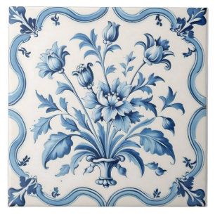 Zartes blaues Delft im Vintage-Stil Keramikfliese. Fliese
