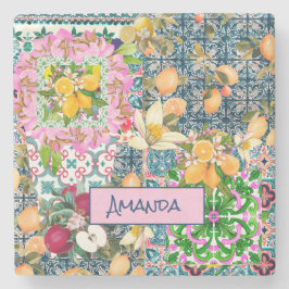 Zartes blaues, sizilianisches Zitrusfliesen Steinuntersetzer