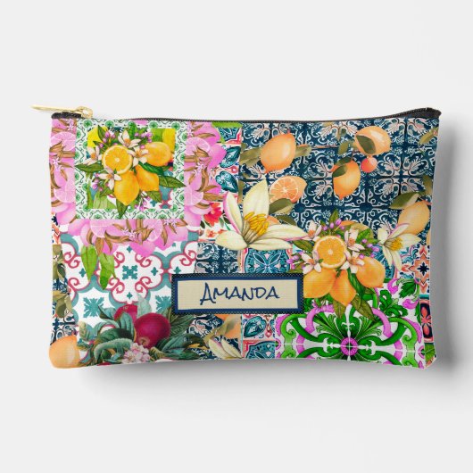 Zartes blaues, sizilianisches Zitrusfliesen Zubehörtasche (Vorderseite)