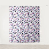 Zartes Blumendesign mit navyblauen Lavendelblätter Wandteppich (Vorderseite)