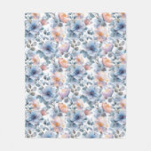 Zartes Blumenmuster in Aquarellfarben in Pastellfa Fleecedecke (Vorderseite)