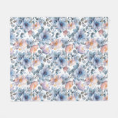 Zartes Blumenmuster in Aquarellfarben in Pastellfa Fleecedecke (Vorderseite (Horizontal))