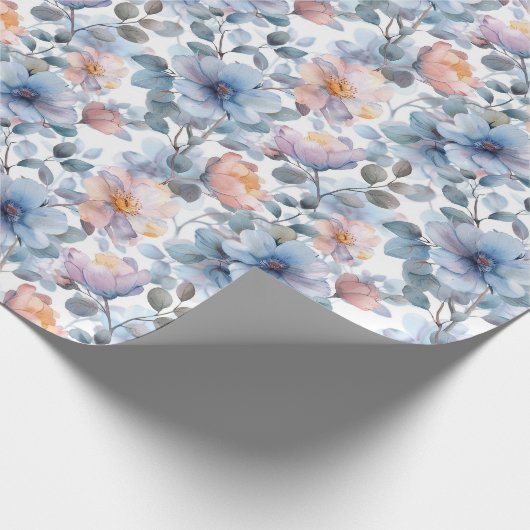 Zartes Blumenmuster in Aquarellfarben in Pastellfa Geschenkpapier (Ecke)