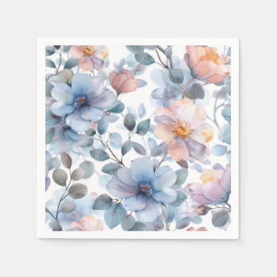 Zartes Blumenmuster in Aquarellfarben in Pastellfa Serviette