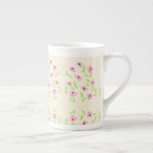Zartes Blumenmuster mit Pinks Porzellantasse