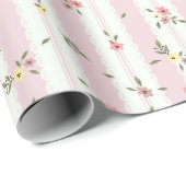 Zartes Blumenmuster Pink - Papierrolle Geschenkpapier (Rolleneckpunkt)