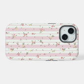 Zartes Blumenmuster Rosa iPhone 15 Hülle (Rückseite (Horizontal))