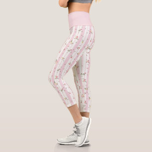 Zartes Blumenmuster Rosa Leggings
