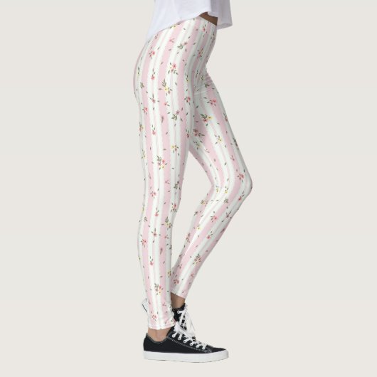 Zartes Blumenmuster Rosa Leggings (Rechts)