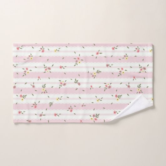 Zartes Blumenmuster Rosa Set (Handtuch)