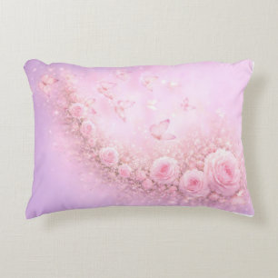 Zartes Blumenmuster – Sanfte rosa Rosen mit sanfte Dekokissen