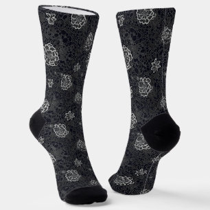 Zartes Blumenmuster Weiß Spitze Socken