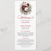 Zartes Burgunderrot Florales Hochzeitsprogramm Programm (Vorderseite)