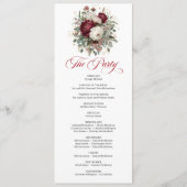 Zartes Burgunderrot Florales Hochzeitsprogramm Programm (Rückseite)