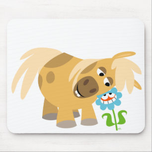 Zartes Cartoon-Pony und Blume Mousepad