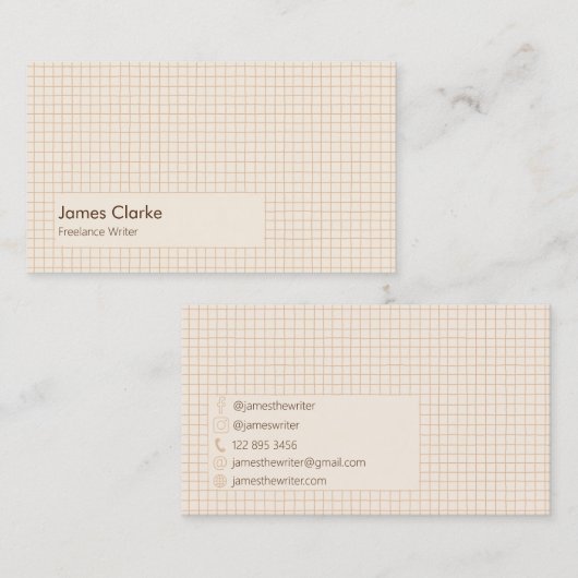 Zartes, cremefarbenes, braunes Muster Visitenkarte (Vorne/Hinten)