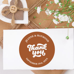 Zartes Dankeschön Terrakotta Hochzeitsgeschenk Runder Aufkleber