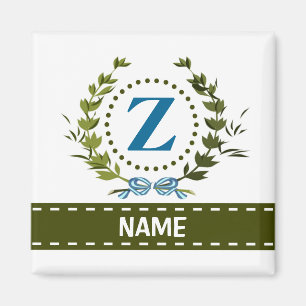 Zartes Efeukranz- und Schleifen-Name mit Monogramm Magnet